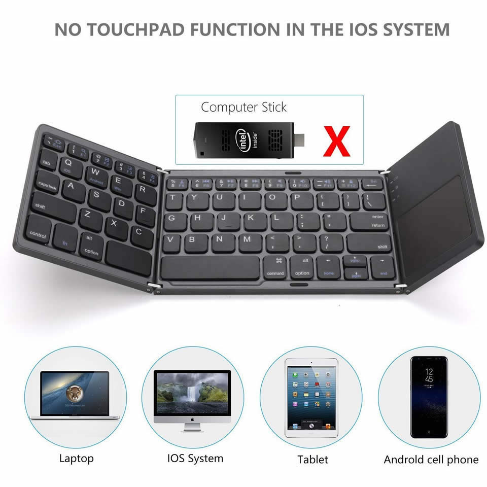 Foldable Bluetooth Keyboard With Touchpad