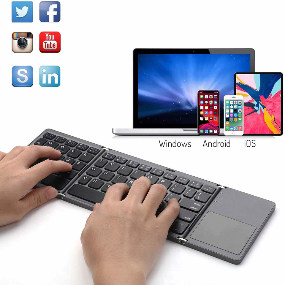 Foldable Bluetooth Keyboard With Touchpad